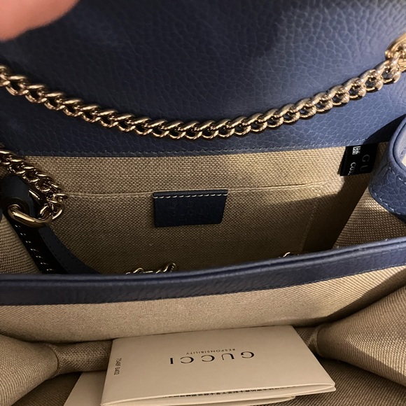 Blue Gucci Chain Strap / Crossbody or Shoulder leather Handbag - Picture 15 of 16
